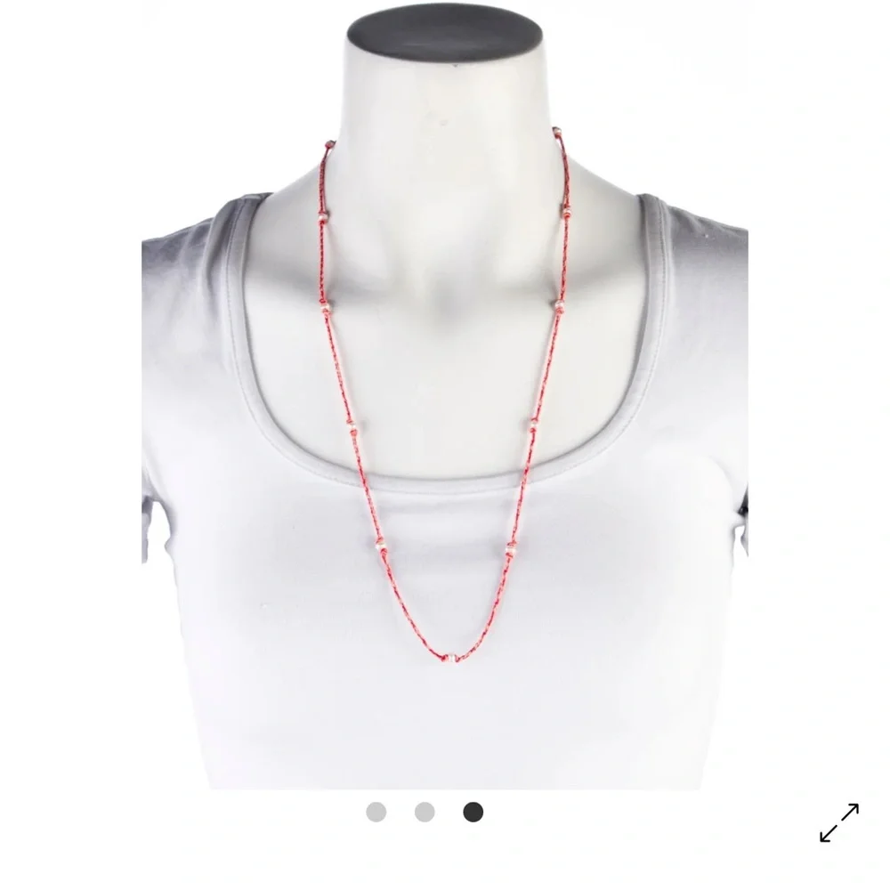 Marie Lichtenberg 29” 9K Cultured Pearl and Silk Cord Station Necklace Chain - Picture 5 of 8